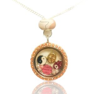 PEACE KARMA boutique charm circle locket pendant necklace + FREE CHARM EXTRAS!